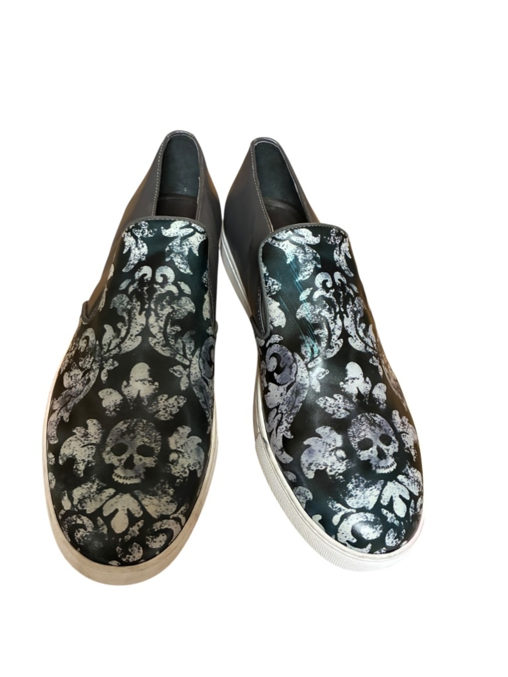 Robert Graham Riverland Leather Lifestyle Skull Sneakers Shoes 11 ** see flaw**